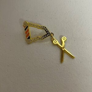 New Era Barber Shop Scissors Hat Pin Pins Red White Blue Bling Hair Dresser